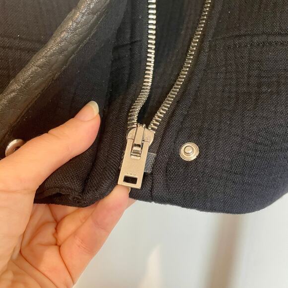 IRO Notting Sherpa Fur Shearling Cotton Jacket Coat Biker Moto Motorcycle sz 34 - Picture 10 of 14